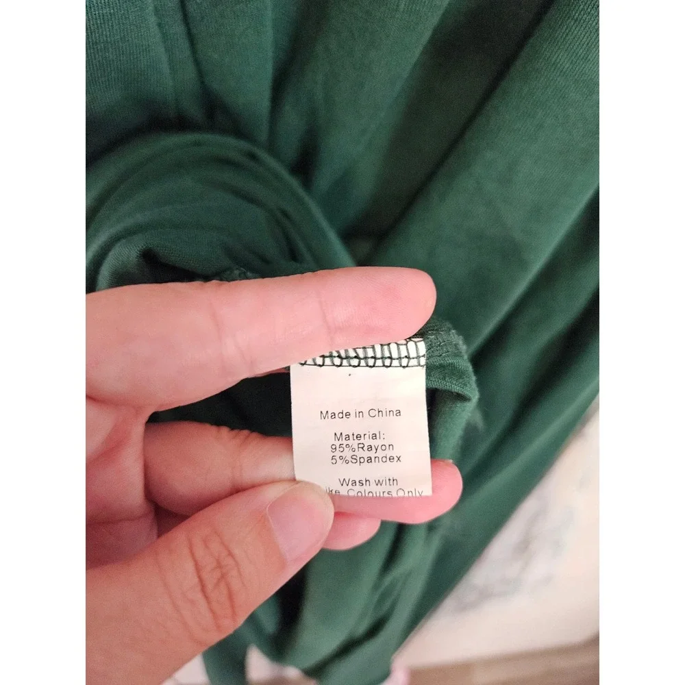 Sarin Mathews Maxi Dress M Green Off Shoulder Ruffle Side Slit Boho Cottagecore